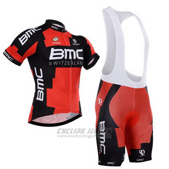 2015 Cycling Jersey BMC Black and Orange Short Sleeve and Bib Short